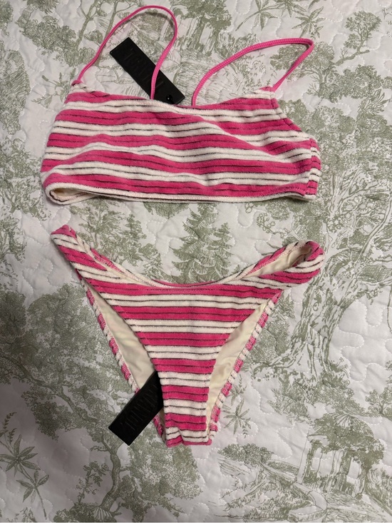 triangl swimwear Other - triangl swimwear Pink and White Striped Bikini Set